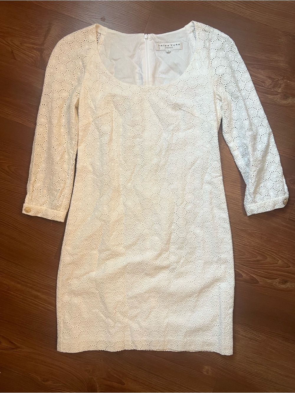 Trina Turk Ivory Lace Long Sleeve Sheath Dress